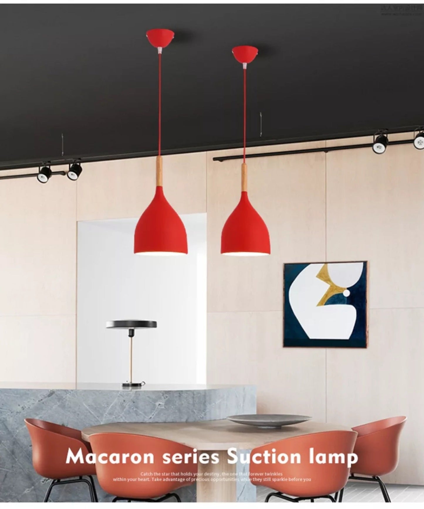 Nordic Style Metal Teardrop Hanging Light with Wooden Top - 1 Light Pendant Lamp for Restaurants