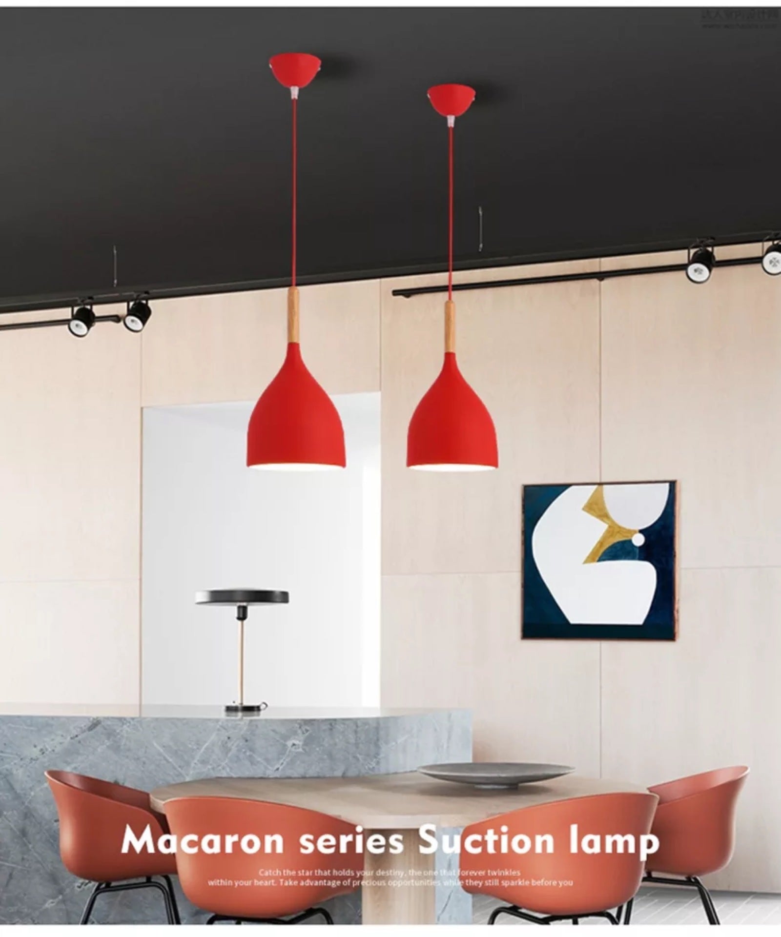 Nordic Style Metal Teardrop Hanging Light - 1 Ceiling Pendant Lamp With Wooden Top