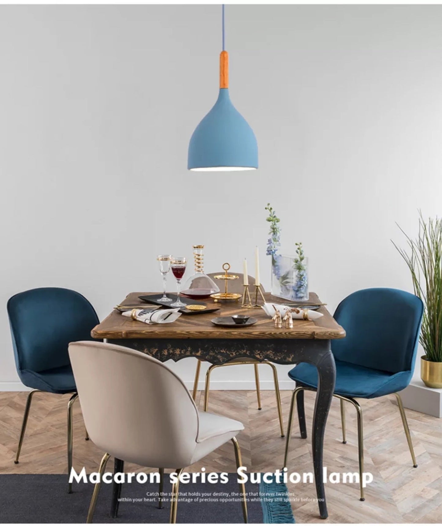 Nordic Style Metal Teardrop Hanging Light - 1 Ceiling Pendant Lamp With Wooden Top