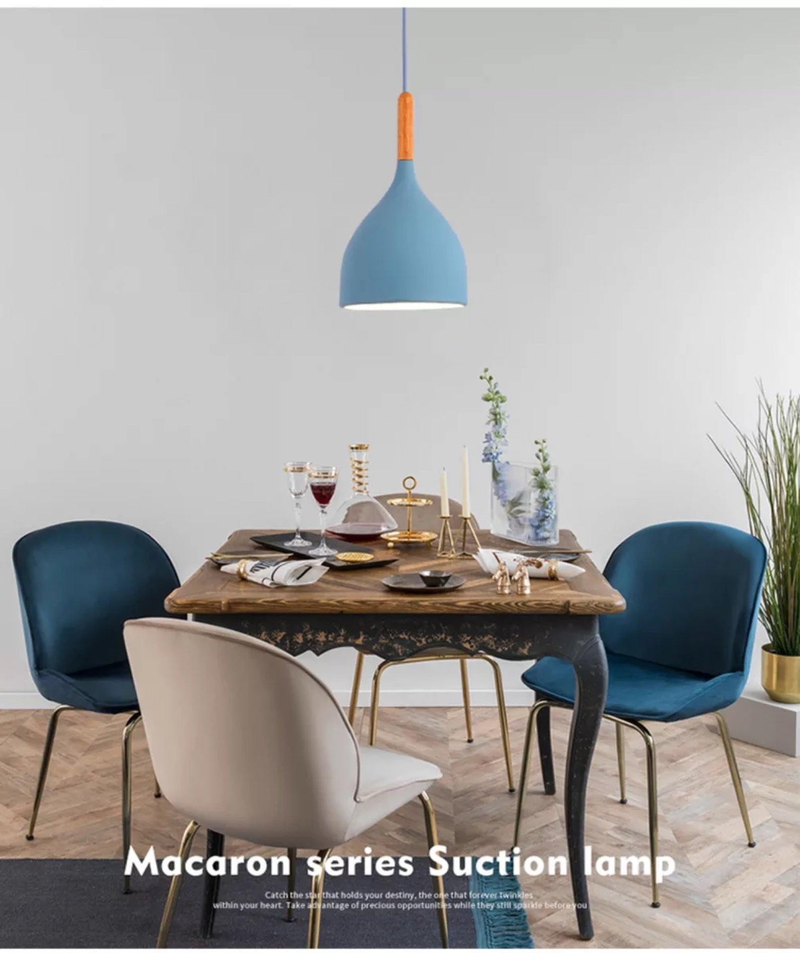 Nordic Style Metal Teardrop Hanging Light - 1 Ceiling Pendant Lamp With Wooden Top