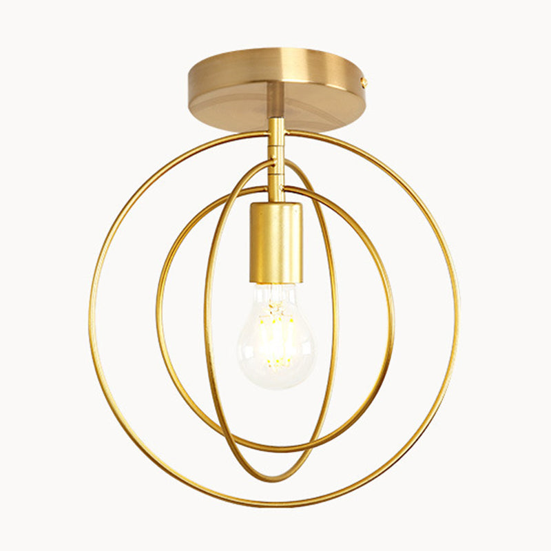 Industrial Metal Ceiling Mount Chandelier - 1 Light Semi Flush Fixture for Hallway