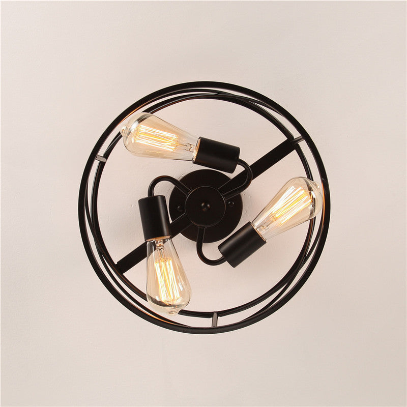 Plafonnier encastré en métal industriel rétro pour salon - Design cage en treillis