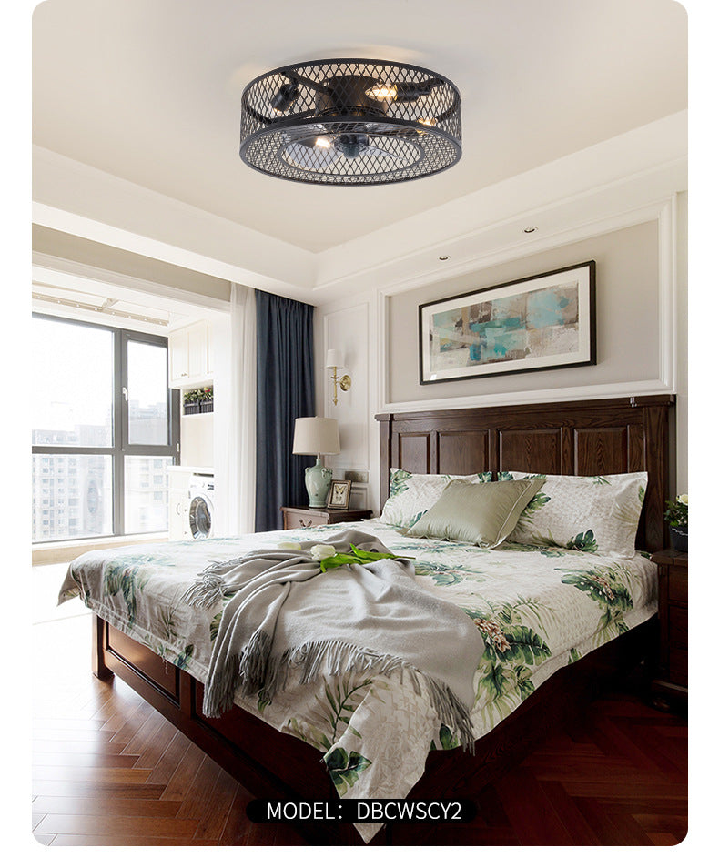 Semi Flush Mount Metal Ceiling Light Fixture - Industrial Style Cage Drum for Bedroom