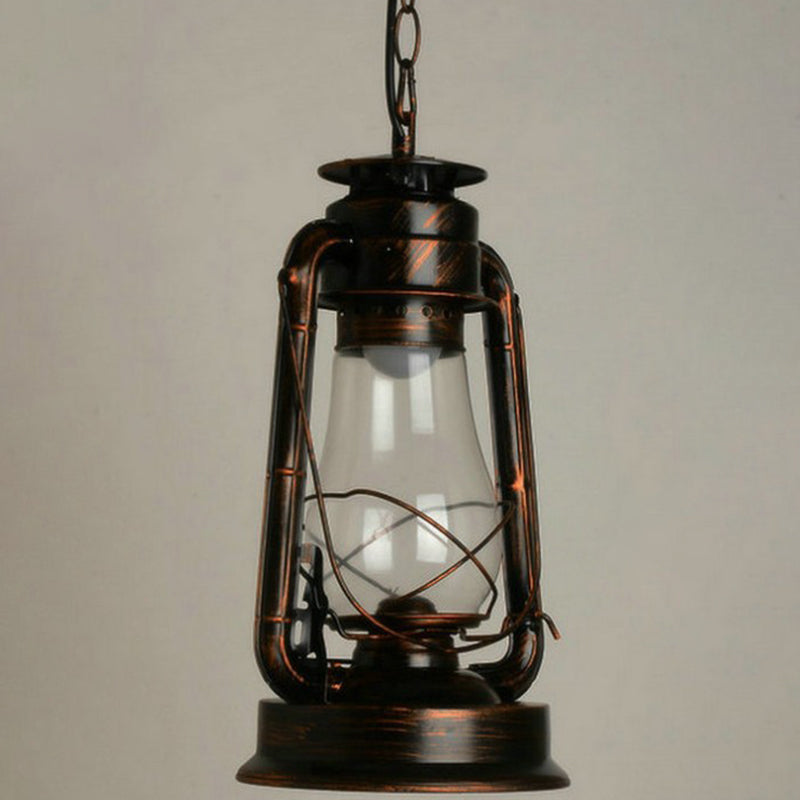 Rustic Metal Pendant Light Fixture - Kerosene Lamp Inspired Nautical Hanging Light - 1-Light