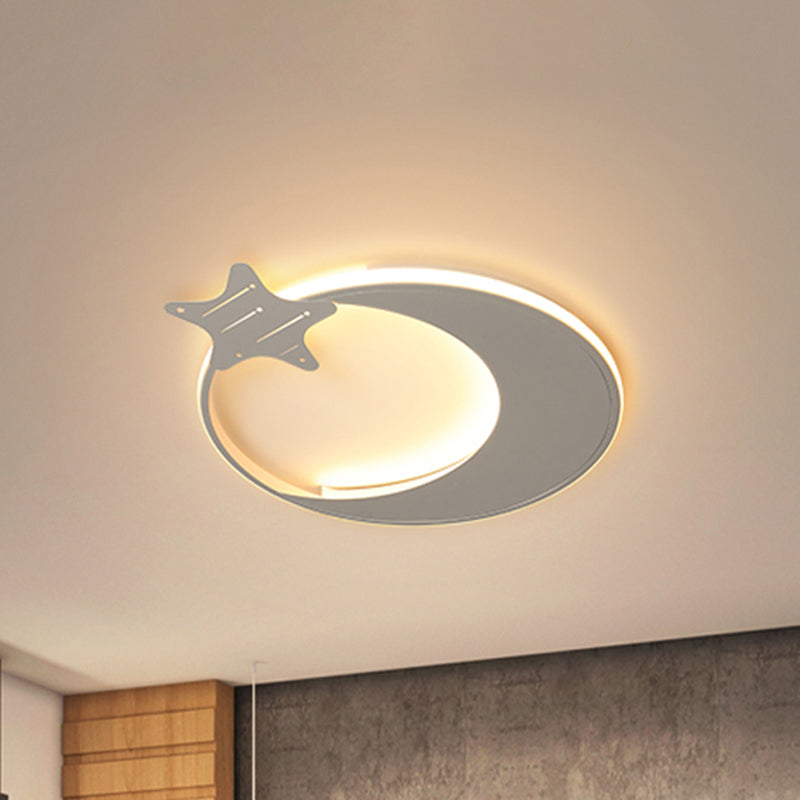 Plafonnier LED moderne - Design lune et étoile blanches avec lumière blanche/chaude