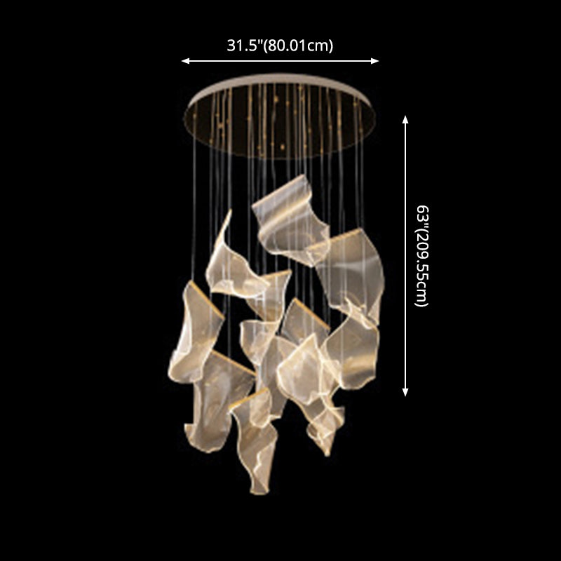 Minimalist LED Ceiling Light - Brass Finish - Paper Sheet Inspired Pendant with Acrylic Shade