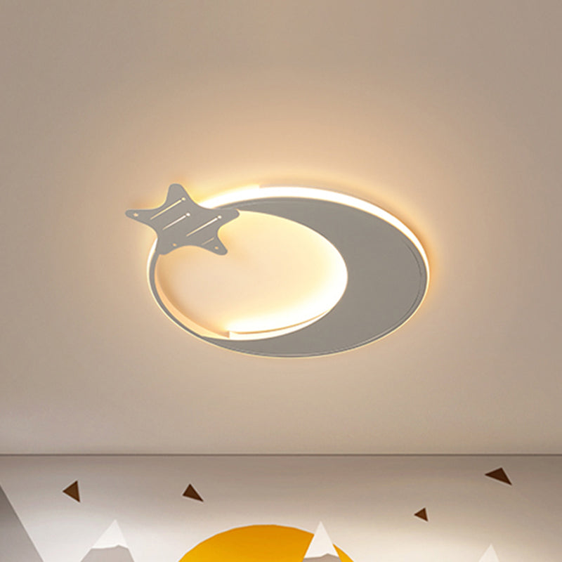 Plafonnier LED moderne - Design lune et étoile blanches avec lumière blanche/chaude
