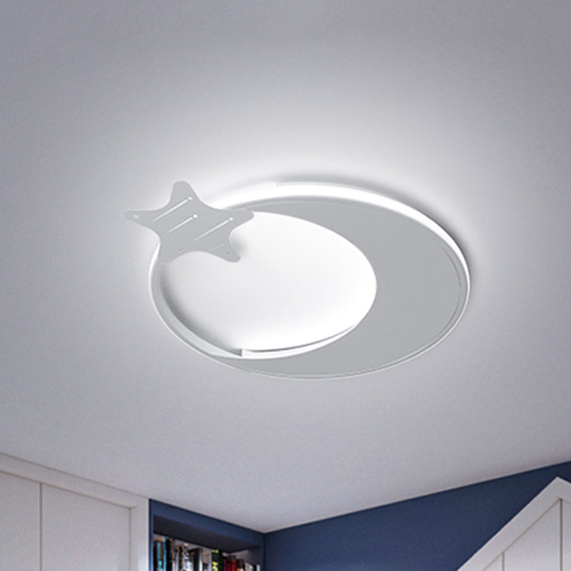 Plafonnier LED moderne - Design lune et étoile blanches avec lumière blanche/chaude