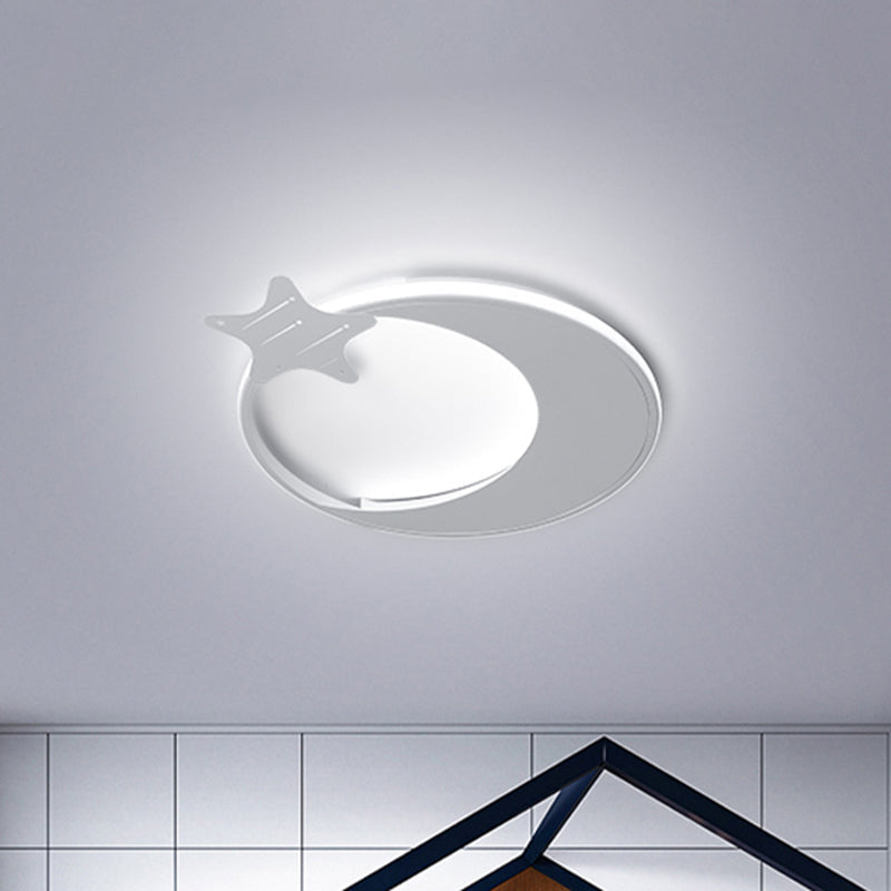 Plafonnier LED moderne - Design lune et étoile blanches avec lumière blanche/chaude