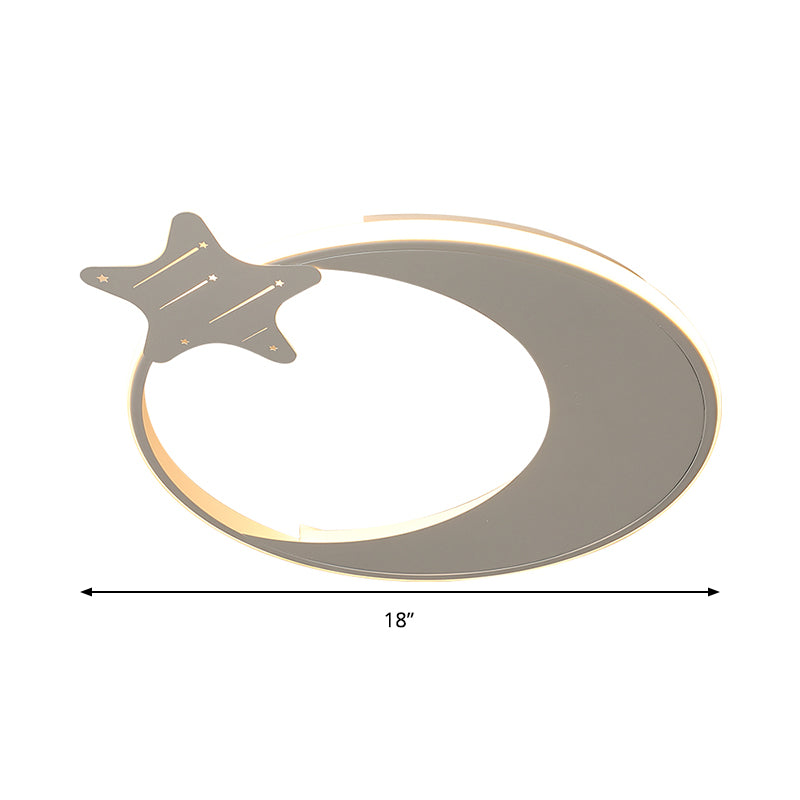 Plafonnier LED moderne - Design lune et étoile blanches avec lumière blanche/chaude