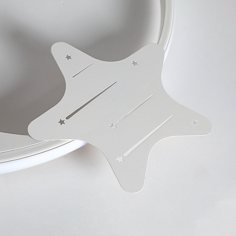 Plafonnier LED moderne - Design lune et étoile blanches avec lumière blanche/chaude