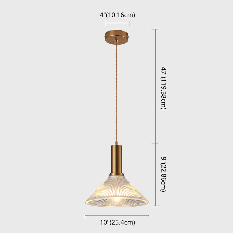 Sleek Single-Bulb Hanging Lamp with Ribbed Glass Shade: Elegant Pendant Light for Bedrooms