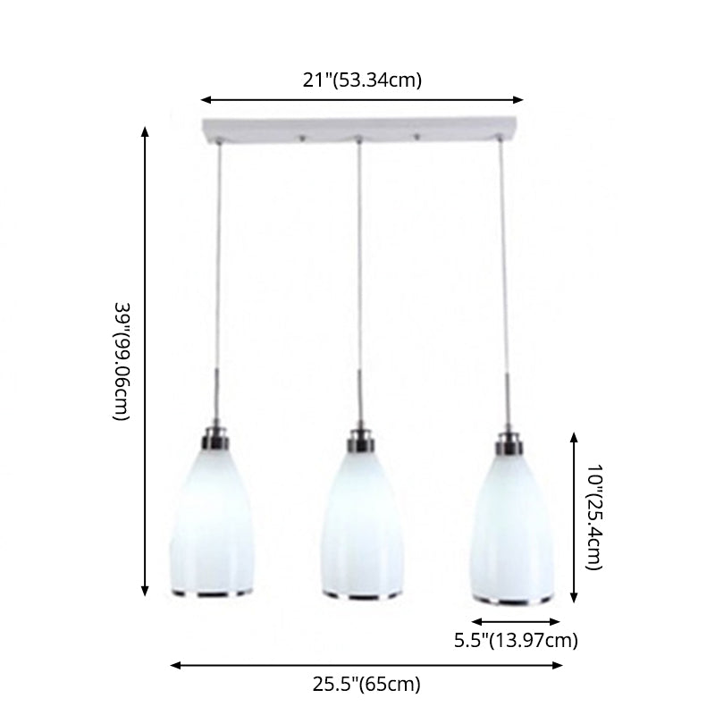 Minimalist 3-Light Satin Opal Glass Cluster Pendant in Chrome - Perfect for Dining Room