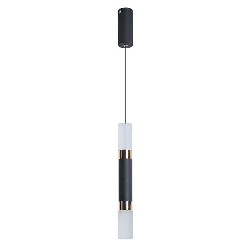 Black Tube Pendant Lamp: Modern Acrylic LED Ceiling Light Fixture for Bedroom