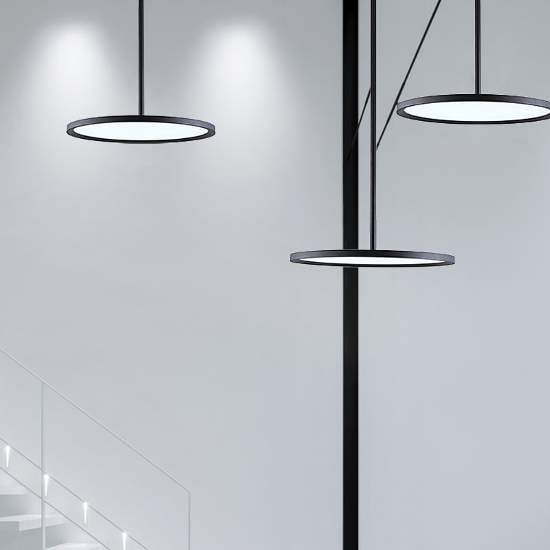 Minimalistic Acrylic Pendant LED Ceiling Light with Hanging Rod – Flat Shade Diner Lighting