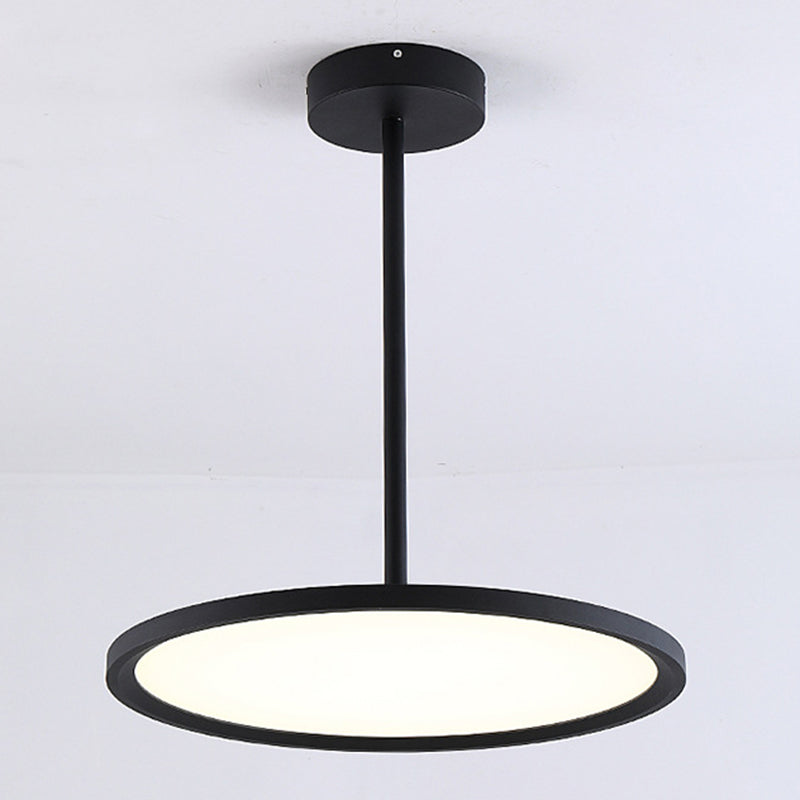 Minimalistic Acrylic Pendant LED Ceiling Light with Hanging Rod – Flat Shade Diner Lighting