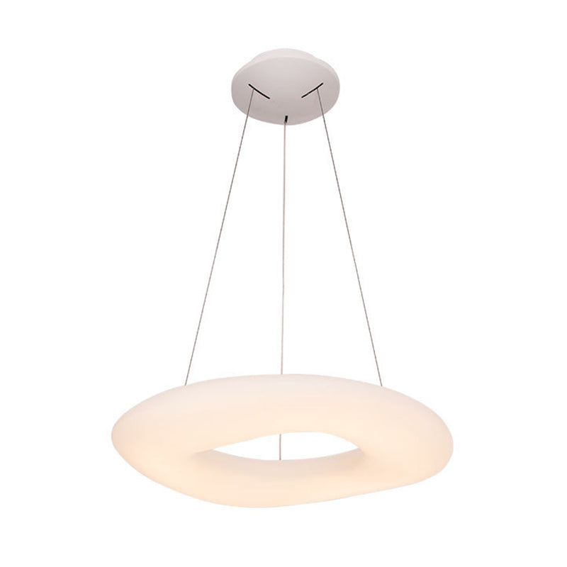 Lampe à suspension LED minimaliste en acrylique : luminaire suspendu en boucle blanche pour salle à manger