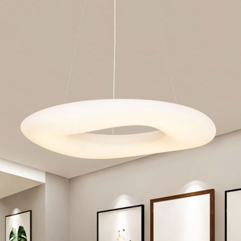 Lampe à suspension LED minimaliste en acrylique : luminaire suspendu en boucle blanche pour salle à manger