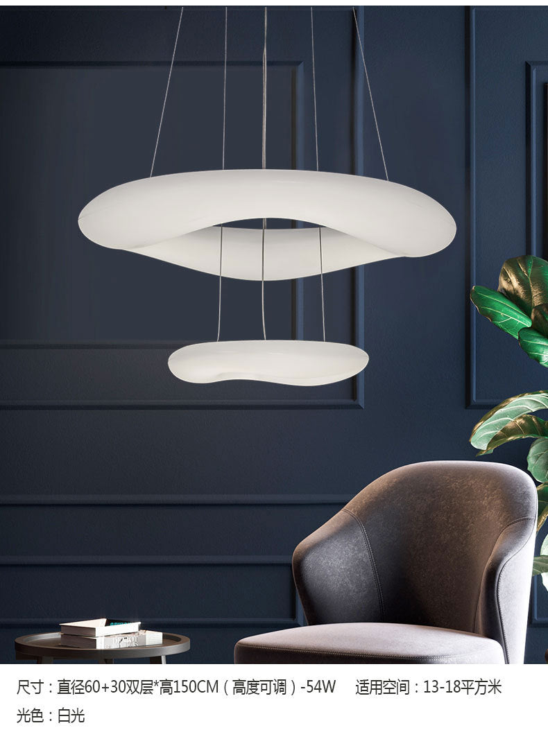 Lampe à suspension LED minimaliste en acrylique : luminaire suspendu en boucle blanche pour salle à manger