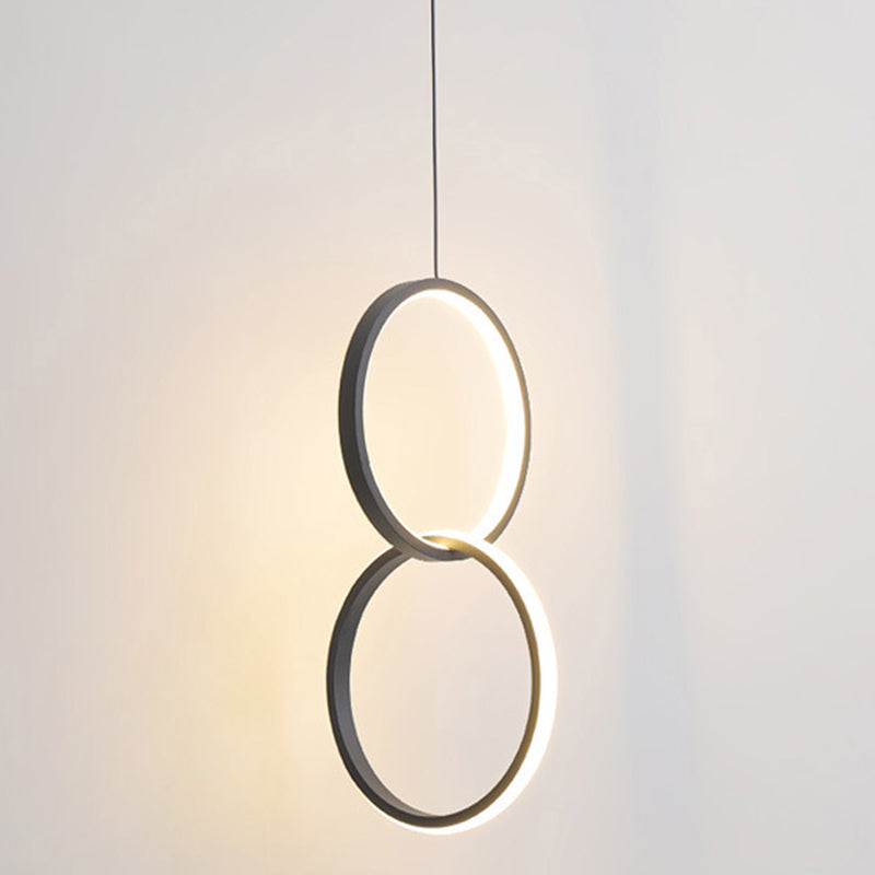Sleek Metal Led Pendant Light Kit: Minimalist Ring Design For Bedside Suspension 2 / Black Warm