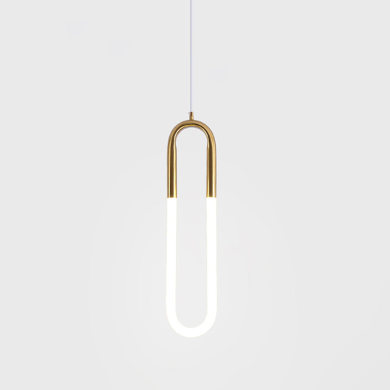 Minimalist U-Shaped Acrylic LED Ceiling Pendant Light Fixture for Living Room