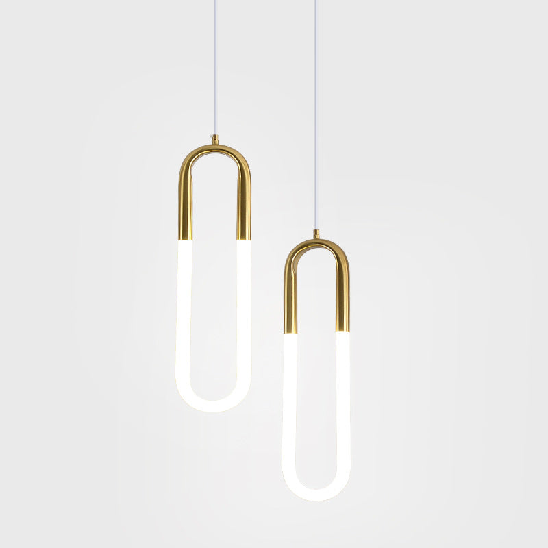 Minimalist U-Shaped Acrylic LED Ceiling Pendant Light Fixture for Living Room