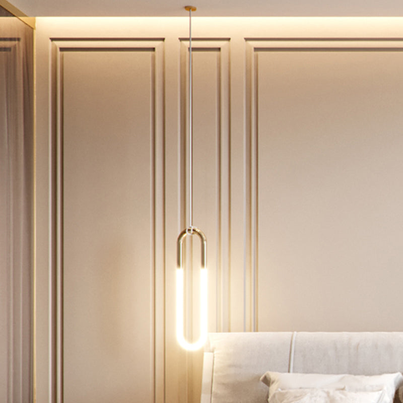 Minimalist U-Shaped Acrylic LED Ceiling Pendant Light Fixture for Living Room