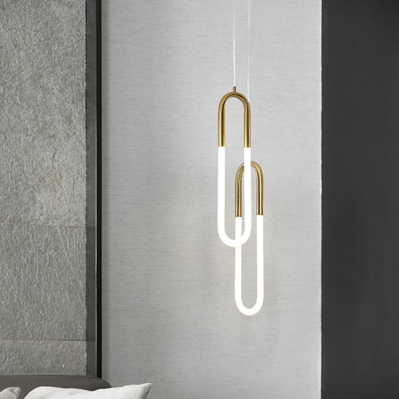 Minimalist U-Shaped Acrylic LED Ceiling Pendant Light Fixture for Living Room