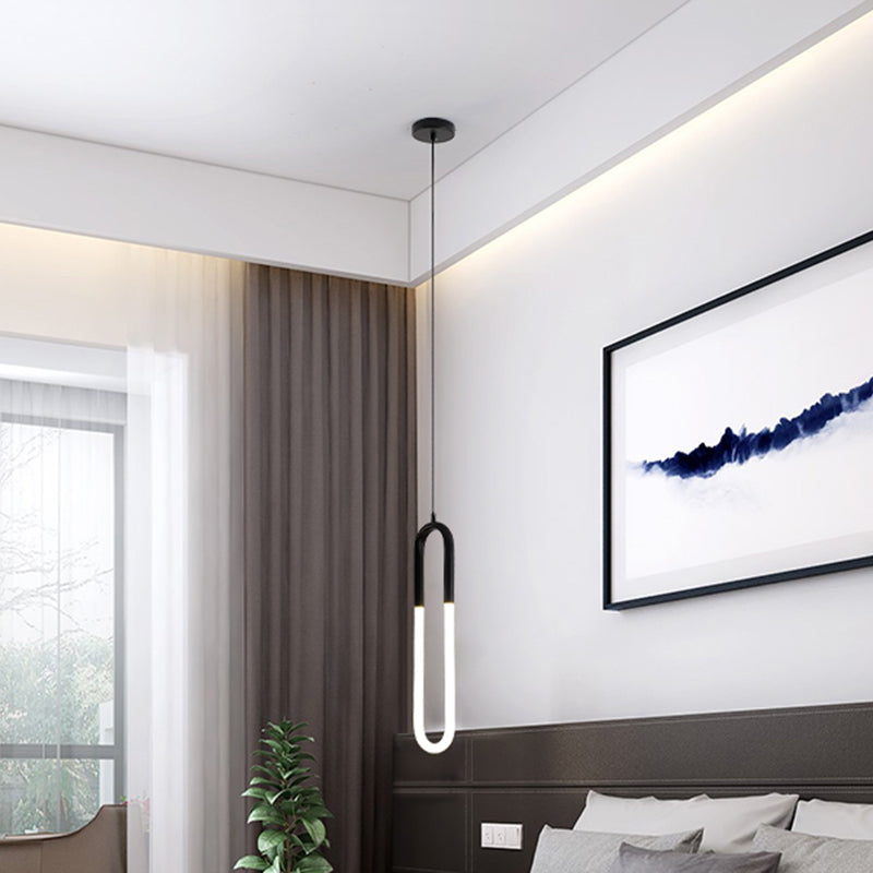 Minimalist U-Shaped Acrylic LED Ceiling Pendant Light Fixture for Living Room