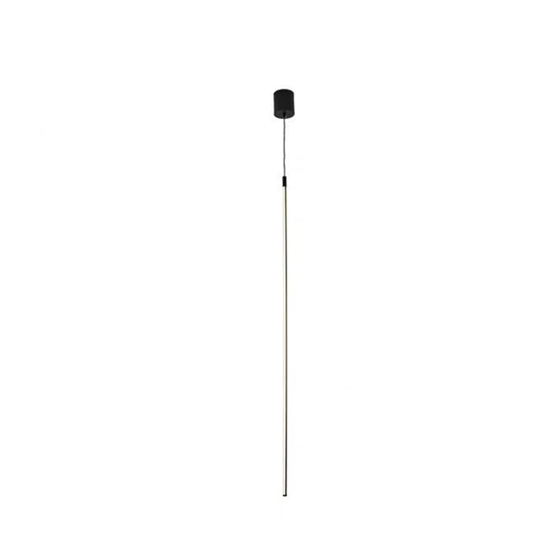 Black Metal Led Stick Pendant - Minimalist Style Linear Suspension Lighting For Bedrooms / 47 Warm