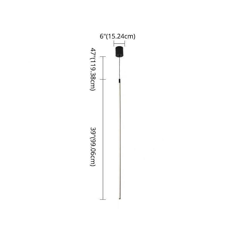 Black LED Stick Pendant: Bedroom Linear Suspension Lighting with Minimalist Metal Design