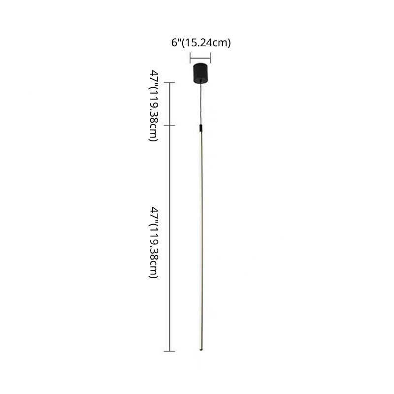 Black LED Stick Pendant: Bedroom Linear Suspension Lighting with Minimalist Metal Design