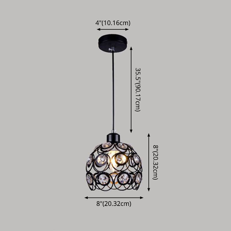 Dome-Shaped Crystal Hollow Pendant Lamp: Minimalist Modern Hanging Light Fixture