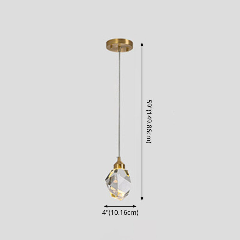 Clear Crystal LED Pendant Light for Dining Room - Elegant Stone Shape Design