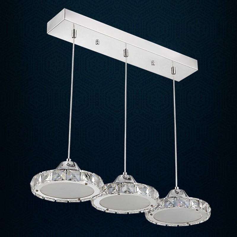 Modern Circular Led Crystal Pendant Light With Chrome Finish For Hanging Ceiling / Warm 19