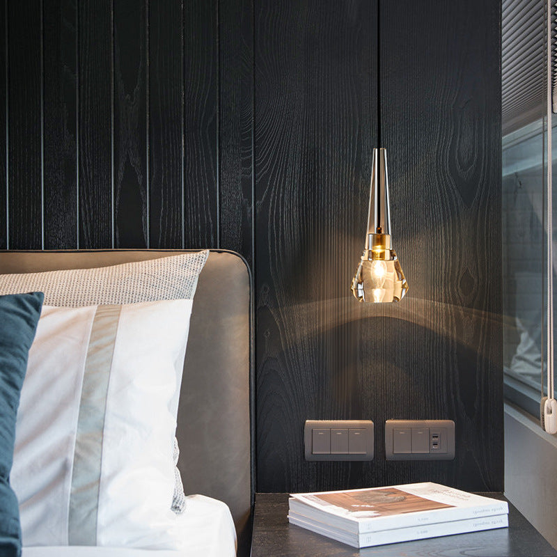 Crystal Block Pendant Light - Simplicity meets Elegance in this 1-Light Brass Ceiling Fixture