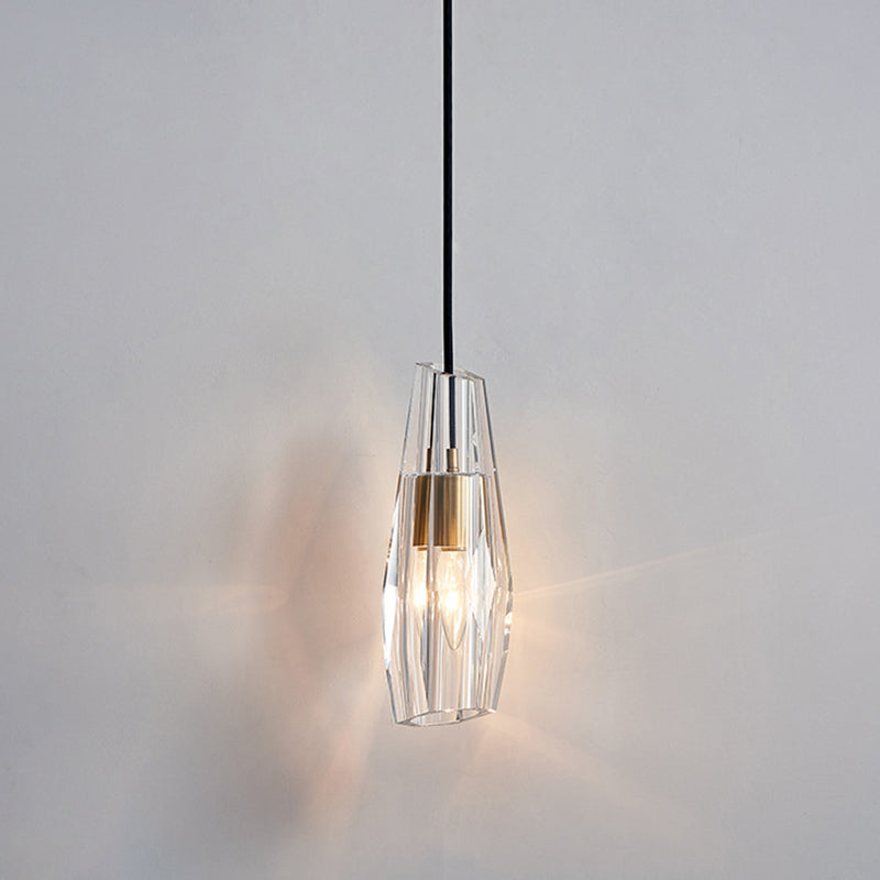 Crystal Block Pendant Light - Simplicity meets Elegance in this 1-Light Brass Ceiling Fixture