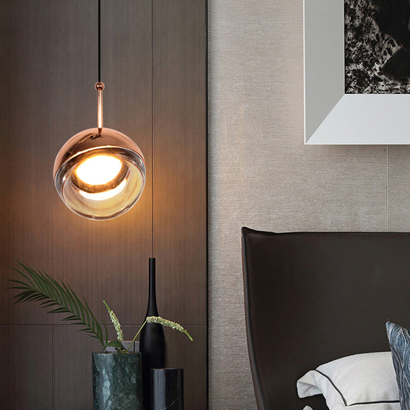 Sleek Led Crystal Glass Pendant Light For Bedside Or Ceiling