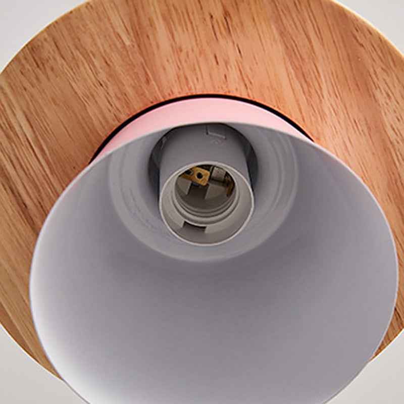 Lampe à suspension Nordic Saucer Cup - Luminaire suspendu en métal et bois