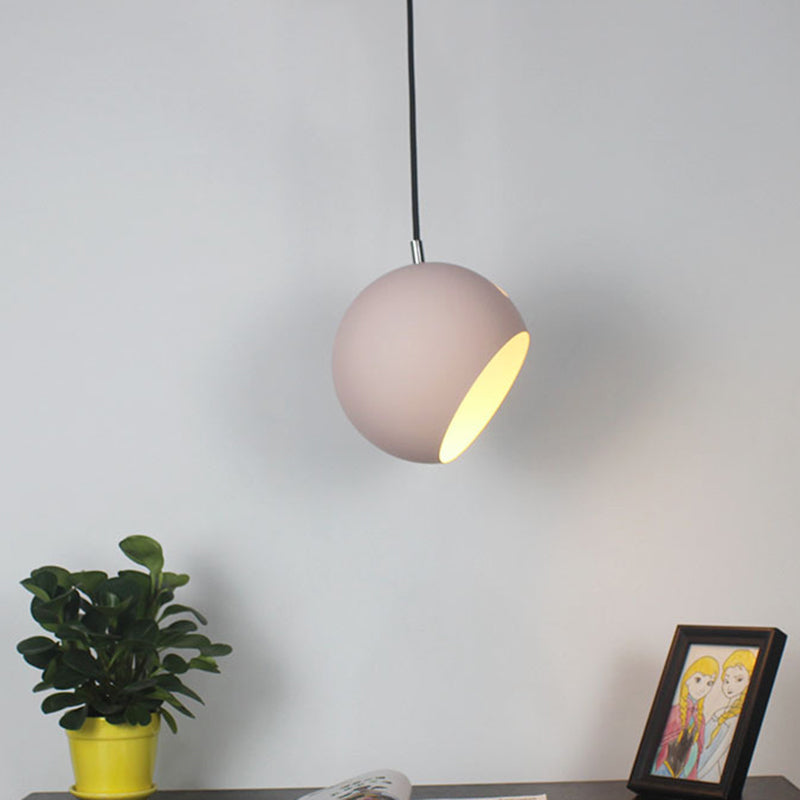 Macaron Creative Hanging Light Fixture With Revolving Dome Shade - 1 Head Suspension Pink