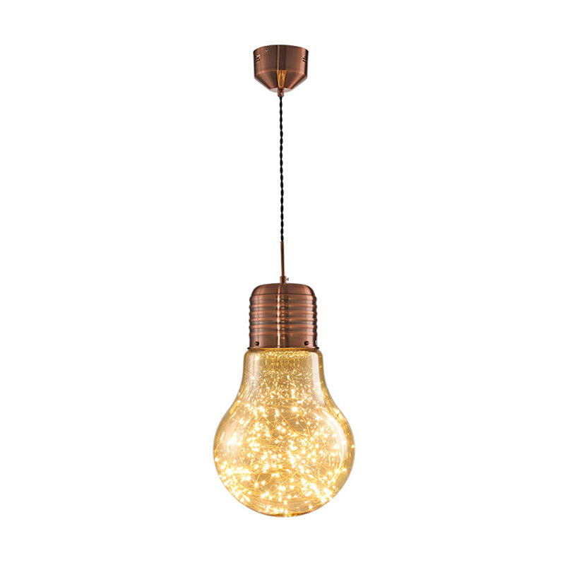 Metal Nordic Pendant with LED Starry String Lights for Bar Decor