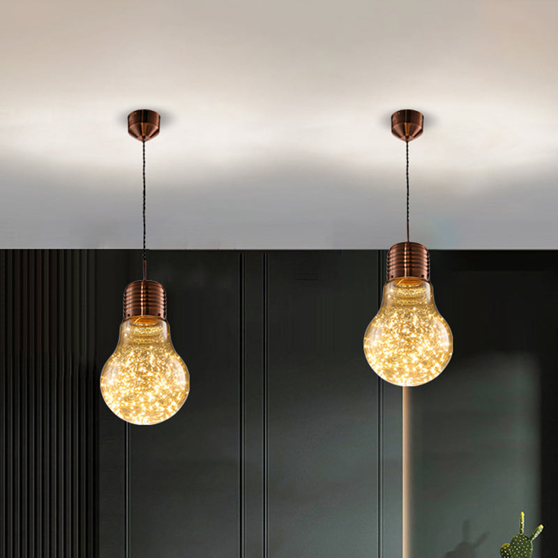 Metal Nordic Pendant with LED Starry String Lights for Bar Decor