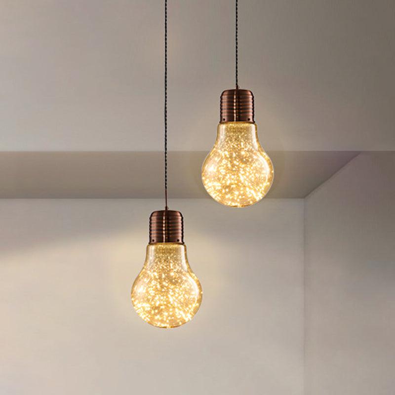 Metal Nordic Pendant with LED Starry String Lights for Bar Decor