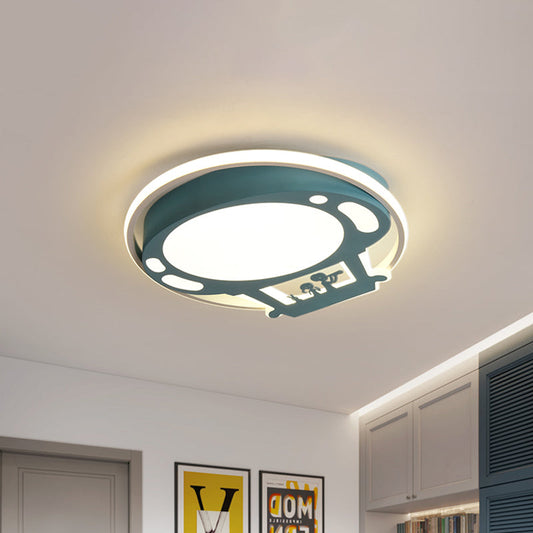Colorful Cartoon Hot Air Balloon LED Flush Ceiling Light with Metal Shade and Frosted Diffuser