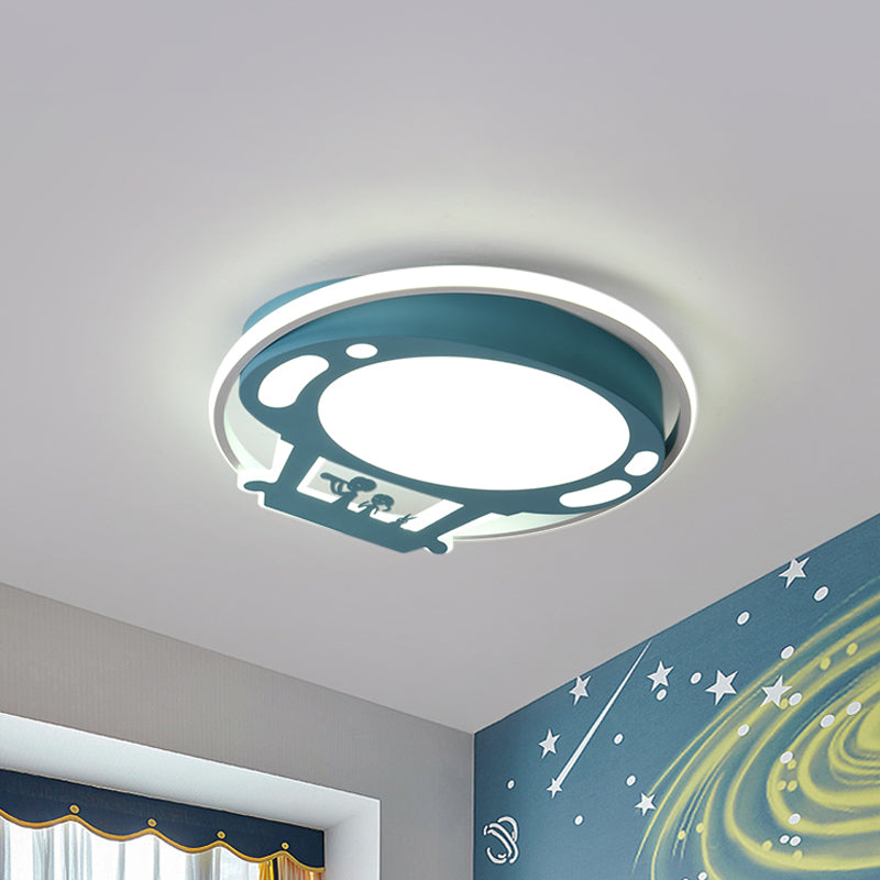 Colorful Cartoon Hot Air Balloon LED Flush Ceiling Light with Metal Shade and Frosted Diffuser