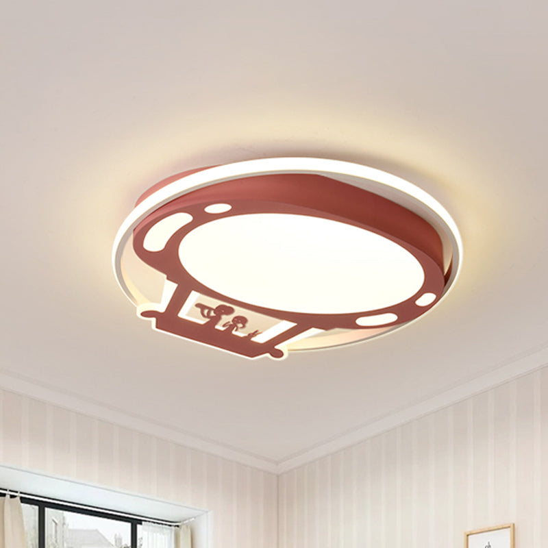 Colorful Cartoon Hot Air Balloon LED Flush Ceiling Light with Metal Shade and Frosted Diffuser