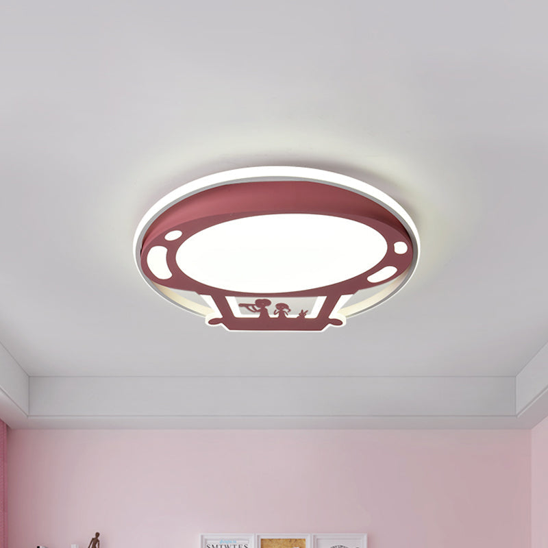 Colorful Cartoon Hot Air Balloon LED Flush Ceiling Light with Metal Shade and Frosted Diffuser