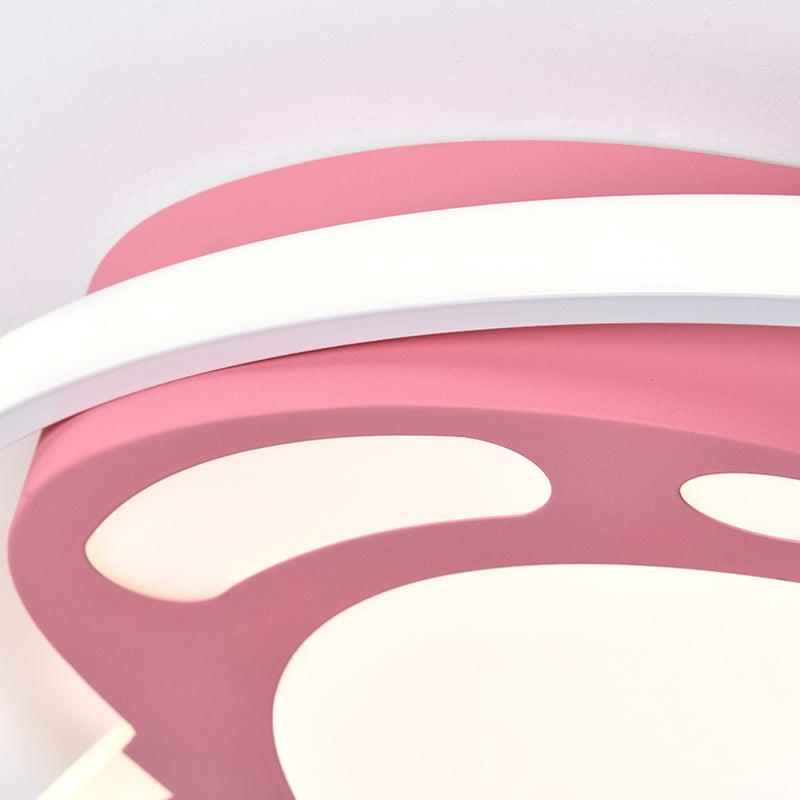 Colorful Cartoon Hot Air Balloon LED Flush Ceiling Light with Metal Shade and Frosted Diffuser