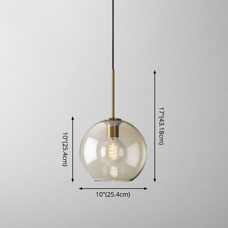 Lampe à suspension de café vintage avec abat-jour en verre géométrique en laiton - Lampe suspendue à 1 lumière