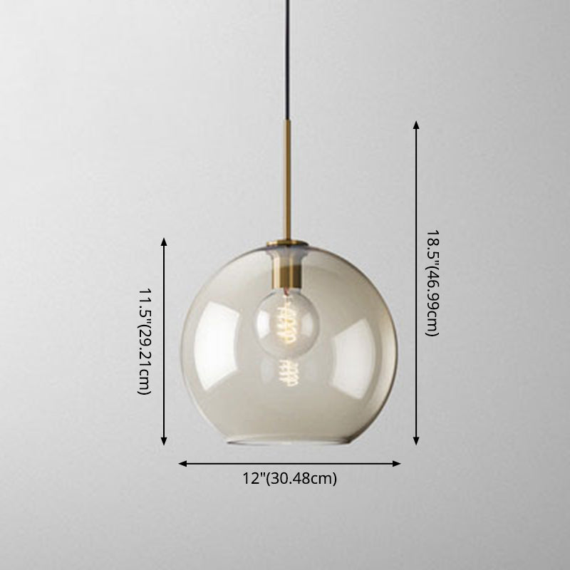 Lampe à suspension de café vintage avec abat-jour en verre géométrique en laiton - Lampe suspendue à 1 lumière